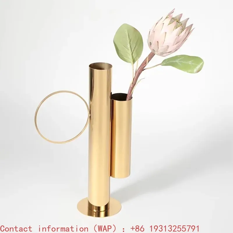 

【Best-selling】Light modern large metal golden tall center flower vase