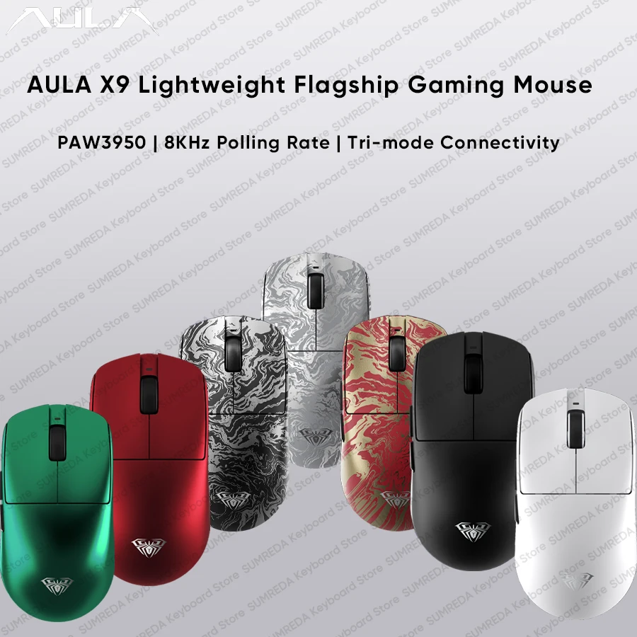 

AULA X9 Pro Max Ultra Wireless Gaming Mouse PAW3950 PAW3395 8K Optical Switch Bluetooth 2.4G Wired Ergonomics Gaming Mouse Gifts