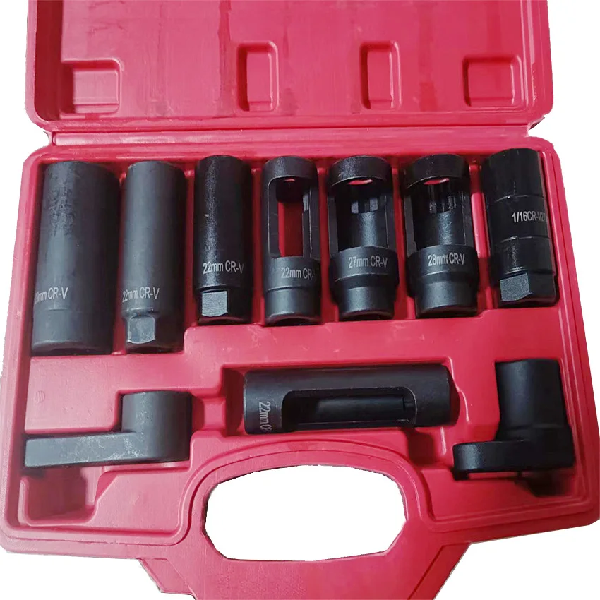 10PCS Oxygen Sensor Socket Wrench Disassembly Tools Install Offset Vacuum Sensor Socket