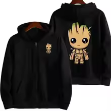Men I Am Groot Cartoon Zipper Hoodie