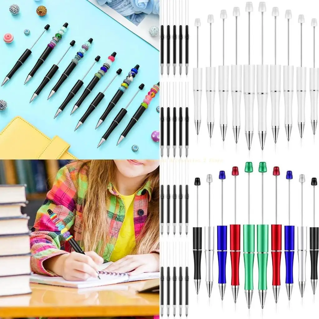 

Kids Students Black Rollerball Pens DIY Beaded Pens Office School Supplies