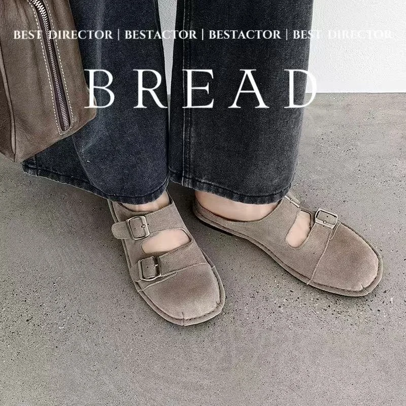 2026 new summer women sandals natural leather 22-24.5cm cow suede+pigskin round toe buckle mules women shoes half slipper