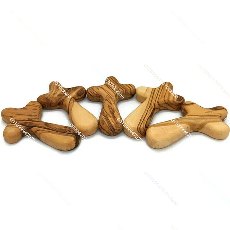 10PCS Small Olive Wood Crosses, Holding Crosses Portable Prayer Crosses