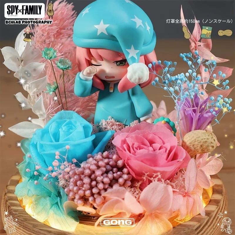 

New Anime Spy×Family Anya Eternal Flower Series Crystal Ball Cute Cartoon Desktop Luminous Ornaments Figures Toy Couple Gifts