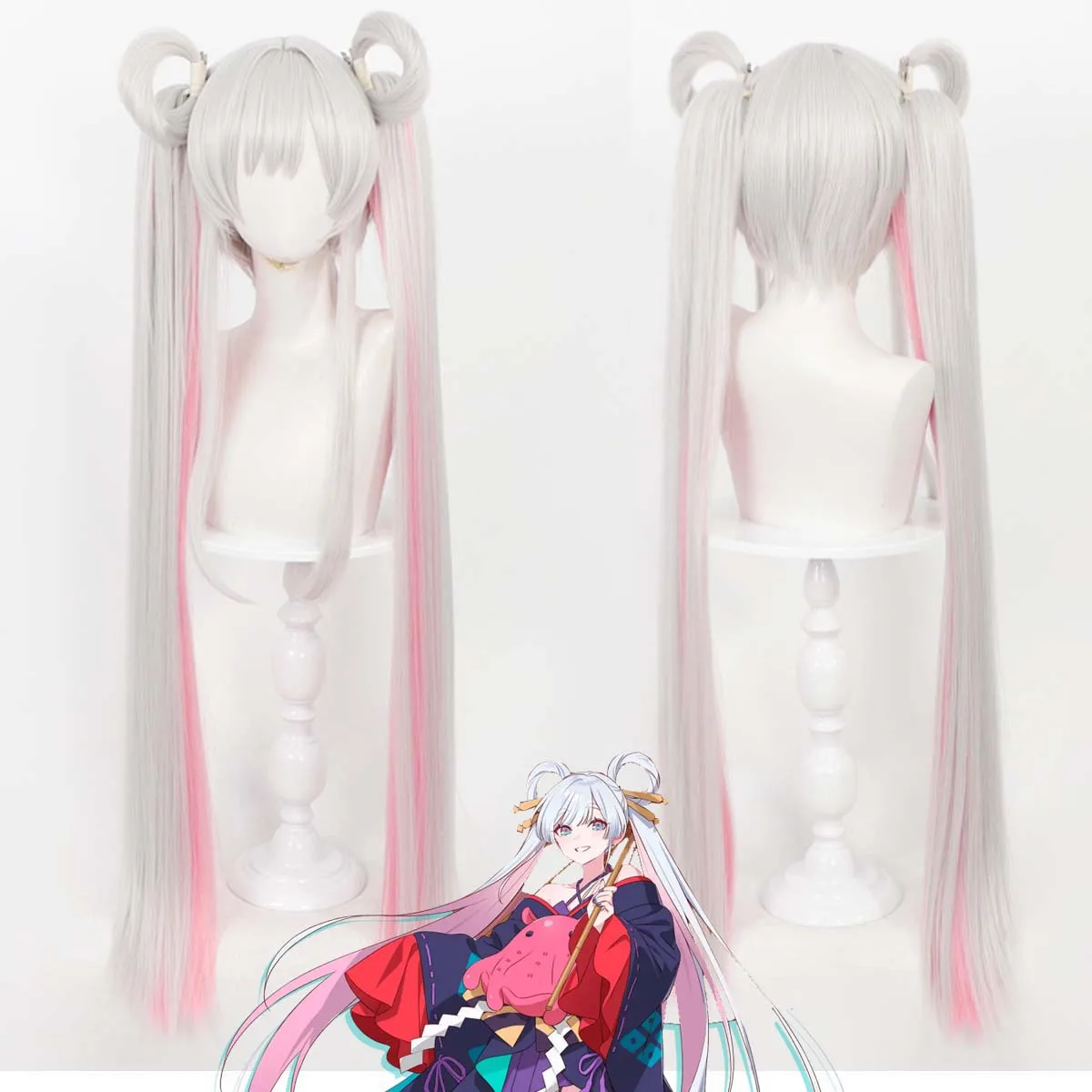 

Женский реквизит для вечеринки на Хэллоуин: Аниме-костюм Космической принцессы Кагуи! Длинный серо-розовый парик Runami Yachiyo