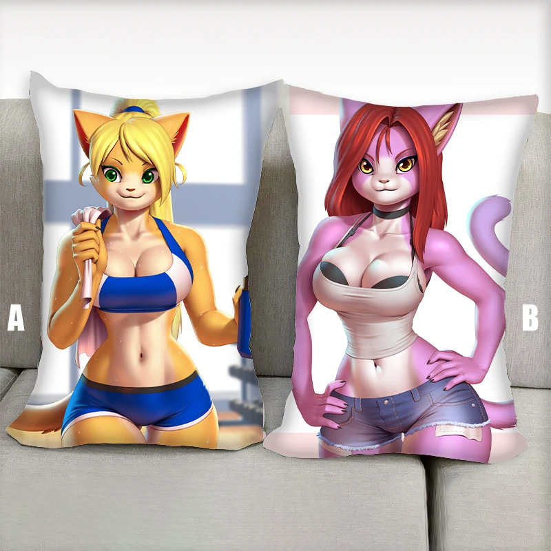 Anime Pillow Christy's Workout Vanessa Furry Dakimakura Sfw Half body Cartoon Pillow Core Double Side Print