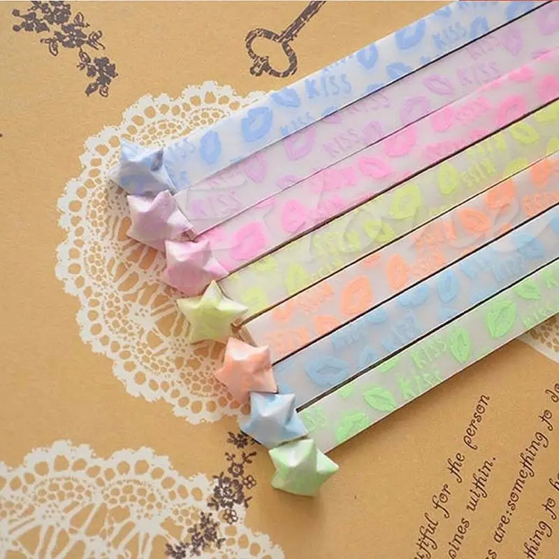 30pcs Luminous Lucky Star Folding Paper Lucky Star Paper Ribbon