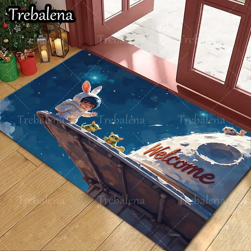 

1pc Welcome Door Mat Space Astronaut Welcome Mat for Home Entryway Decor