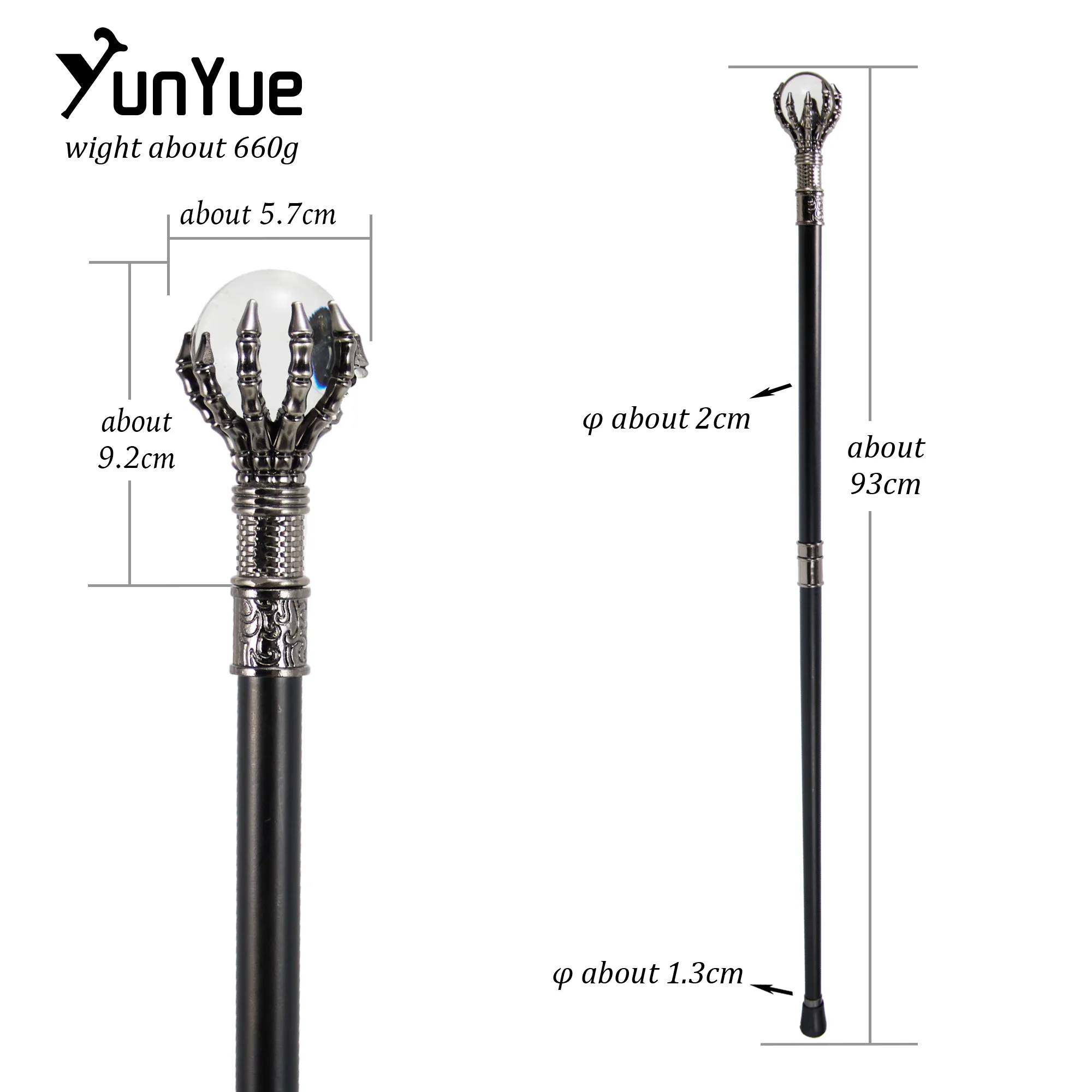 White Glass Ball Steampunk Walking Cane Gentlemen Fashion Decorative Party Walking Stick Cosplay Props Film Television Props