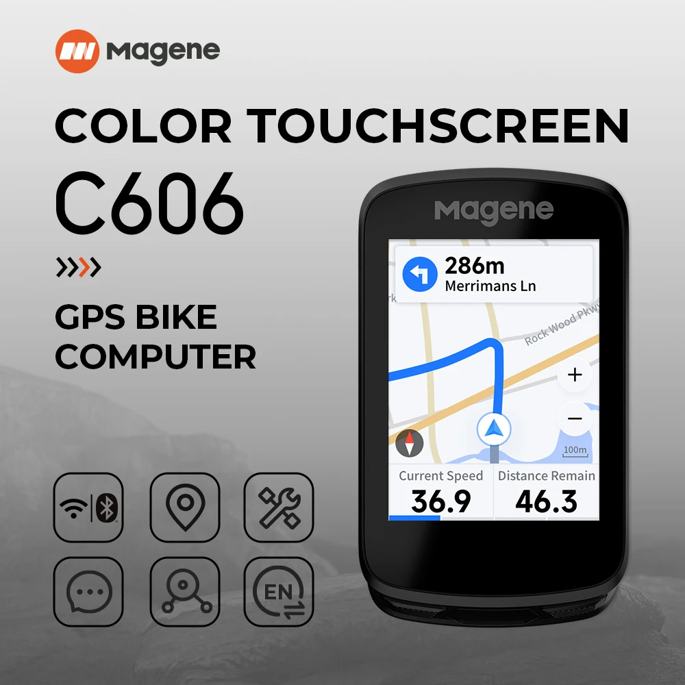 Magene C606 شاشة لمس GPS دراجة الكمبيوتر الملاحة واي فاي دورة عداد السرعة الدراجات ساعة توقيت رقمية 2.8 عداد المسافات بلوتوث النمل