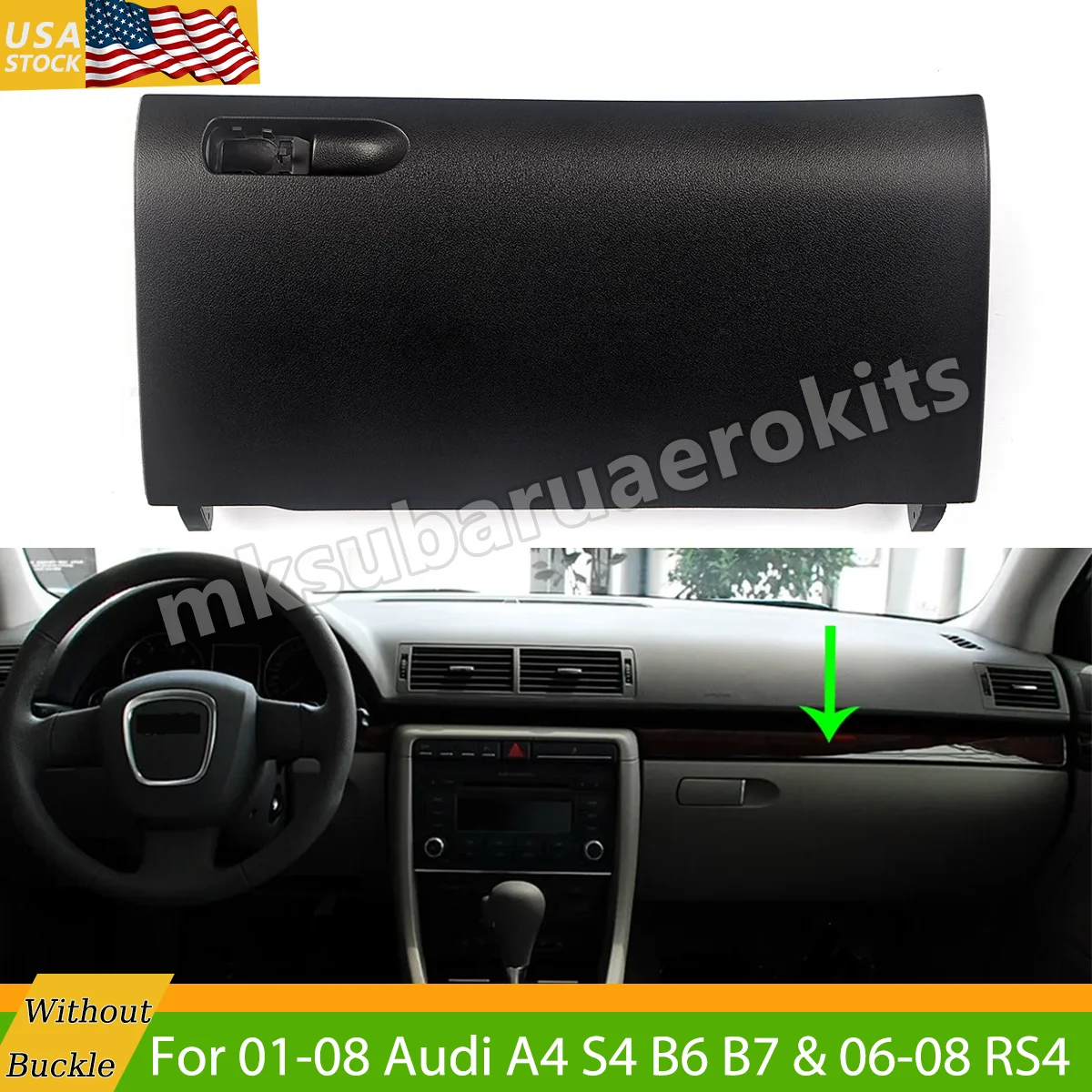 

8E1857124A Black Glove Box Compartment Door Lid Cover Without Buckle For Audi A4 B6 B7 2001-2008 CAR Accessories Body Kit