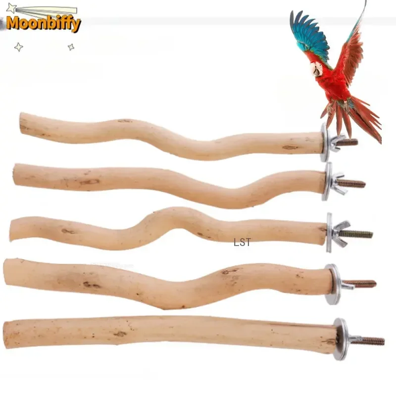 Parrot Stand Rod Toys, Wood Fork Branch Perch Bird Cage, Hanging Swing, Pet Bird Chewing Toy, Playground Bird Supplies, 1Pc