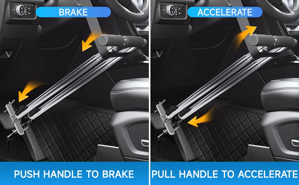 

New Disabled Driving Hand Control Device Push Pull Silver Universal Car Assist Equipment For Handicap Drivers Driving Control