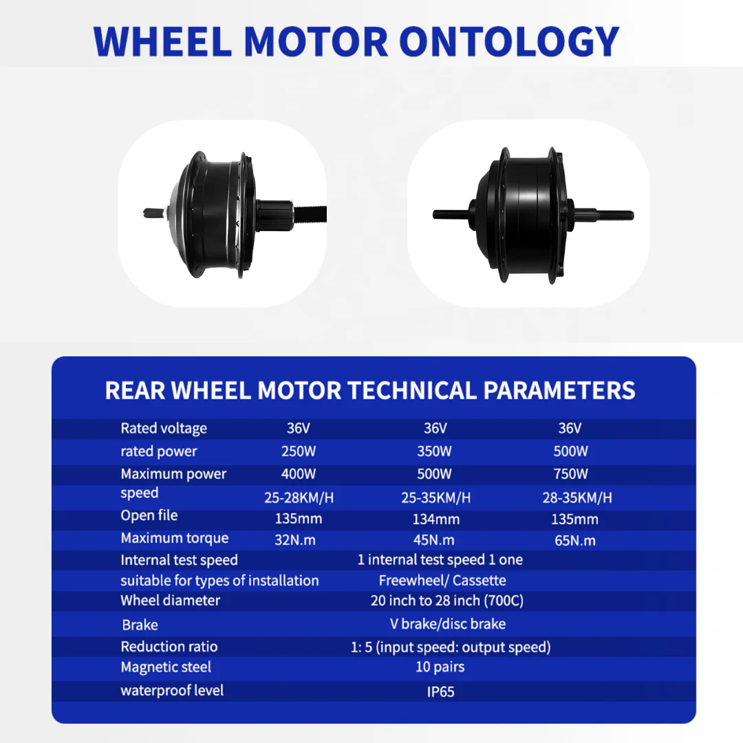 Wheel Hub Motor Ebike Kit 36V 48V 250W 350W 500W Hub Motor Rear Engine Cassette Freewheel Electric Conversion Bicycle Kit