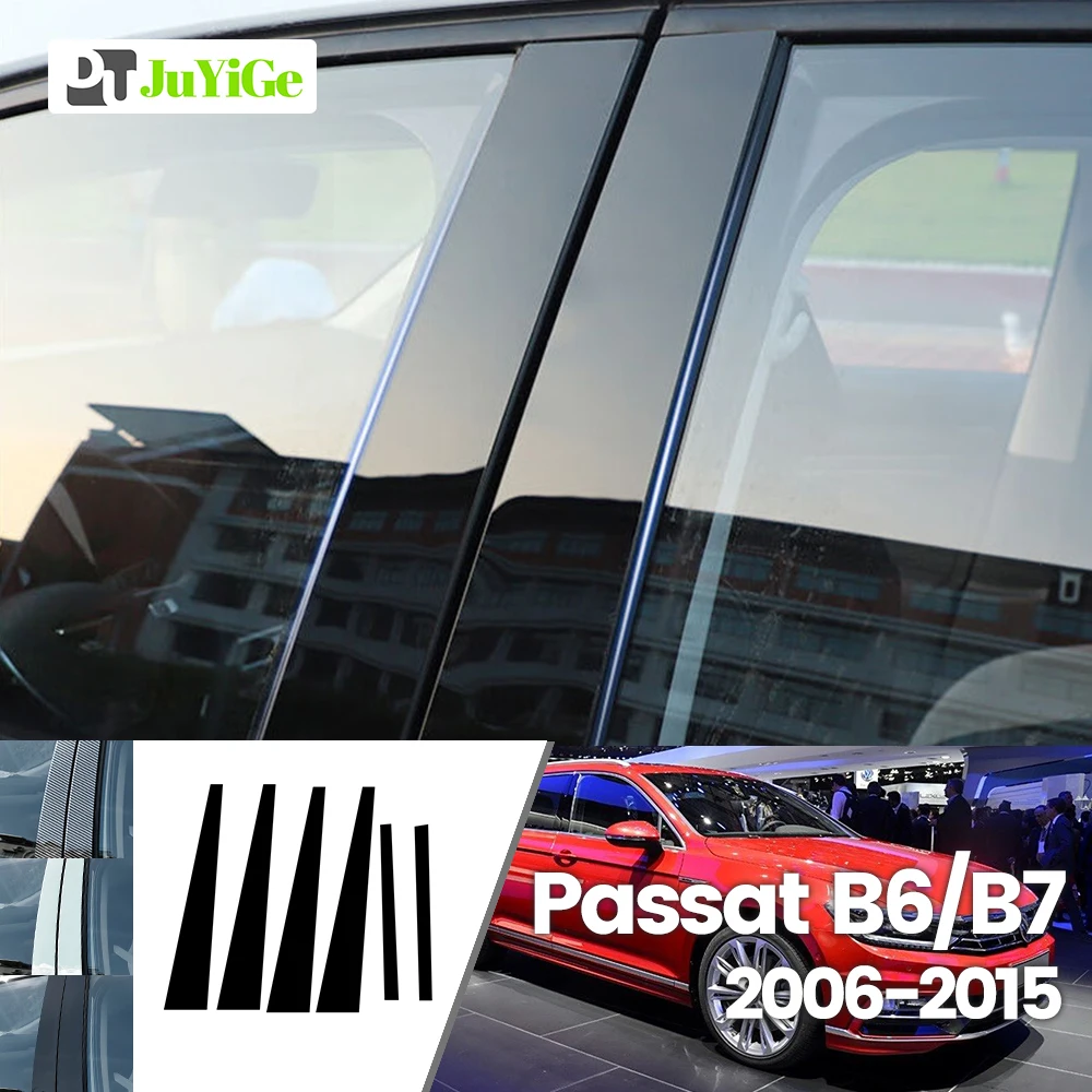 For Volkswagen Passat B6 B7 2006-2015 2007 2008 2009 Bright Black Carbon Fibre Window Door B C Sticker