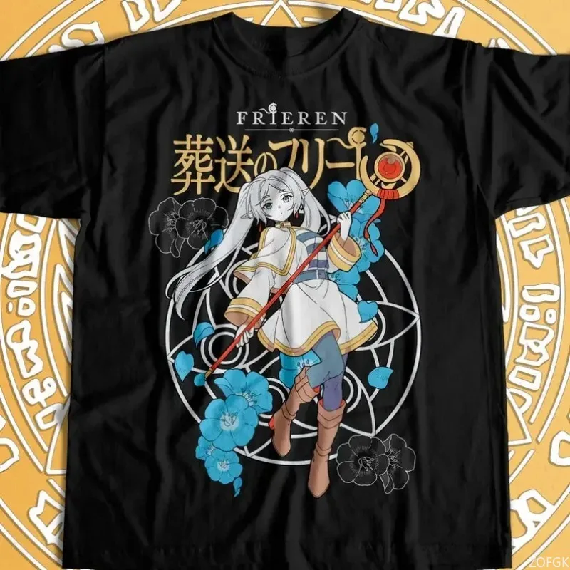 Bloemenprint T-shirt Zacht Ademend Casual Comfortabel Anime Stijl Grappig Gedrukt T-shirt Unisex Losse Ronde Hals Zomer Korte Sl