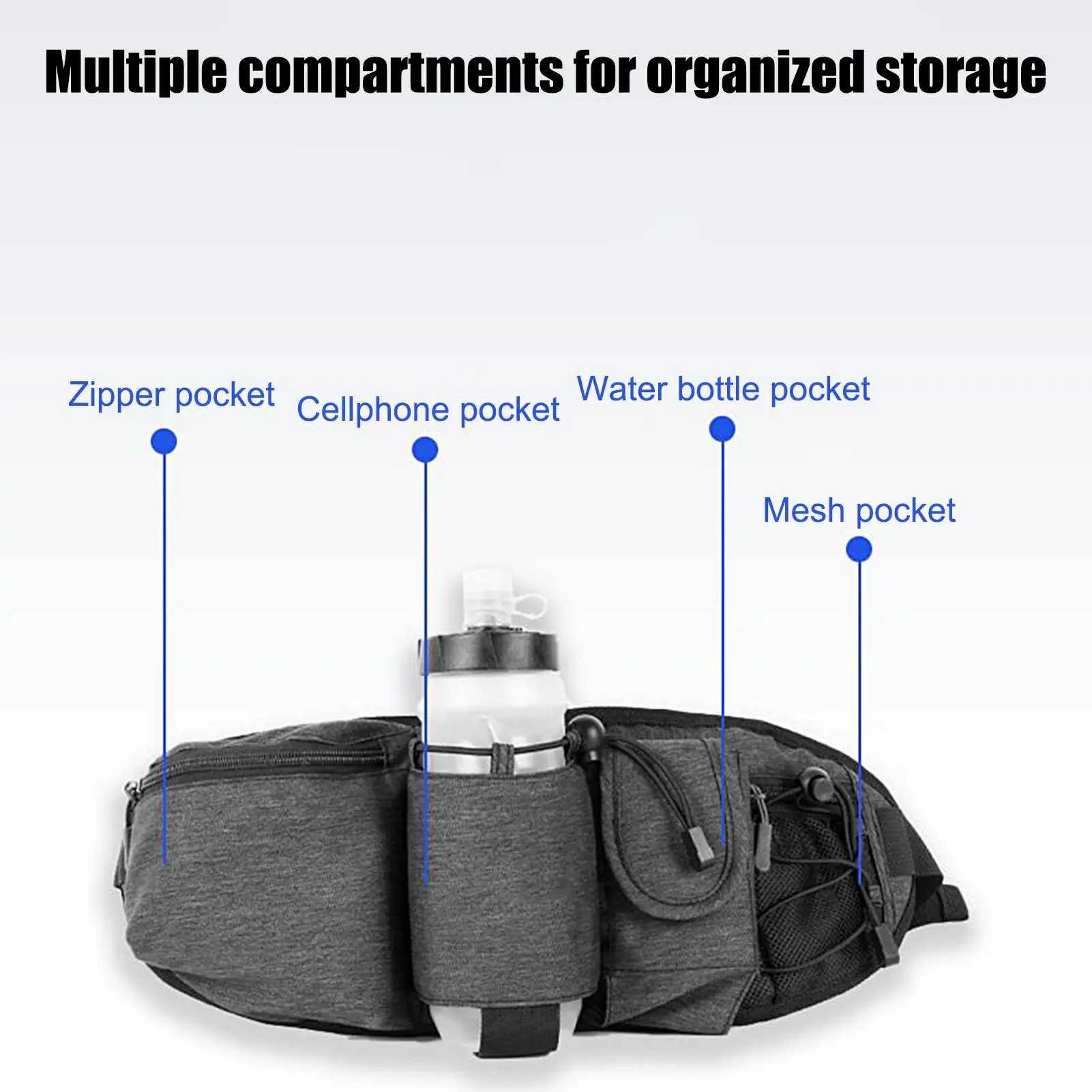 

Phone Holder For Running Belt Zippered Compartment Waist Pocket Running Belt Fanny Pack For Cycling Workout Walking Travel