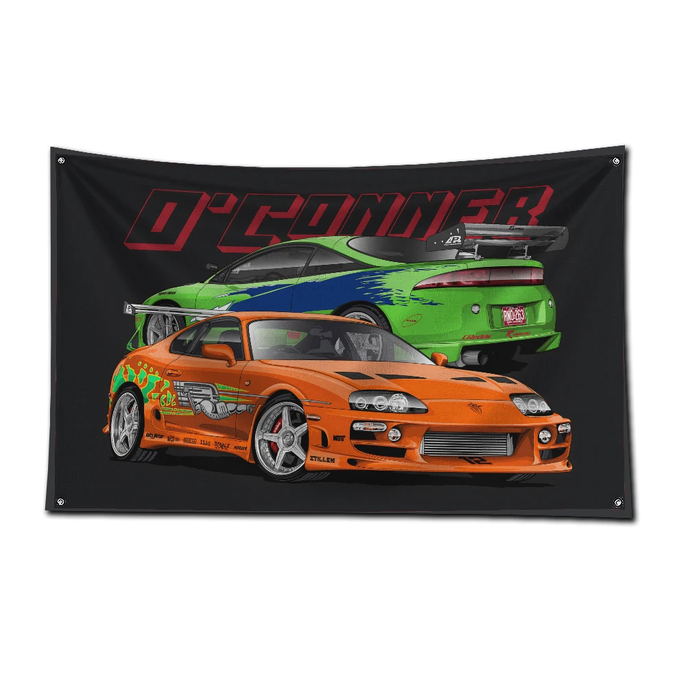 3x5 Ft JDM Car Flag Polyester Digital Printing Banner for Garage Wall Art Out Door Decoration With Brass Grommets
