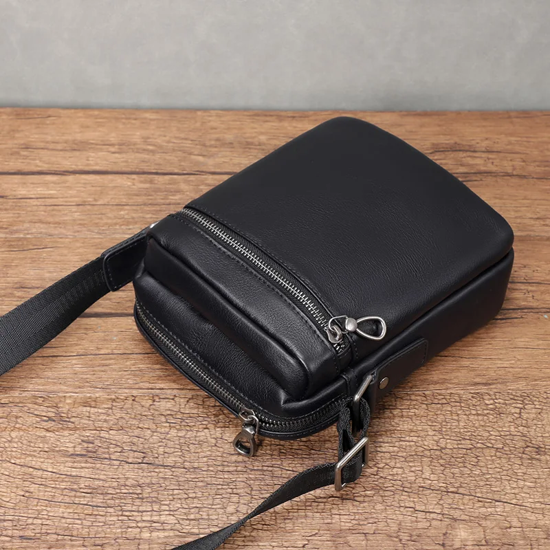 Soft leather Mini Men Bags Boys Fashion Messenger Bag Genuine Leather Crossbody Bag Men Mobile Phone Bags Small Shoulder Bags