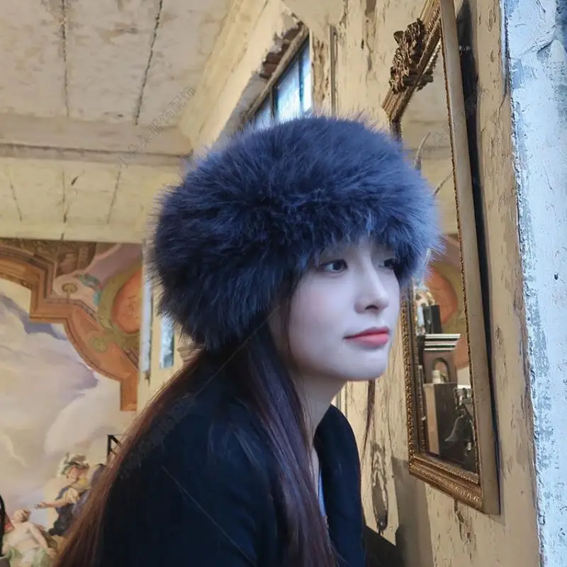 

Winter Artificial Fur Warm Headband Imitating Fox Fur Hat Women Warm Russian Hat False Mink Fur Cap Outdoor Earwarmer Ski Hats