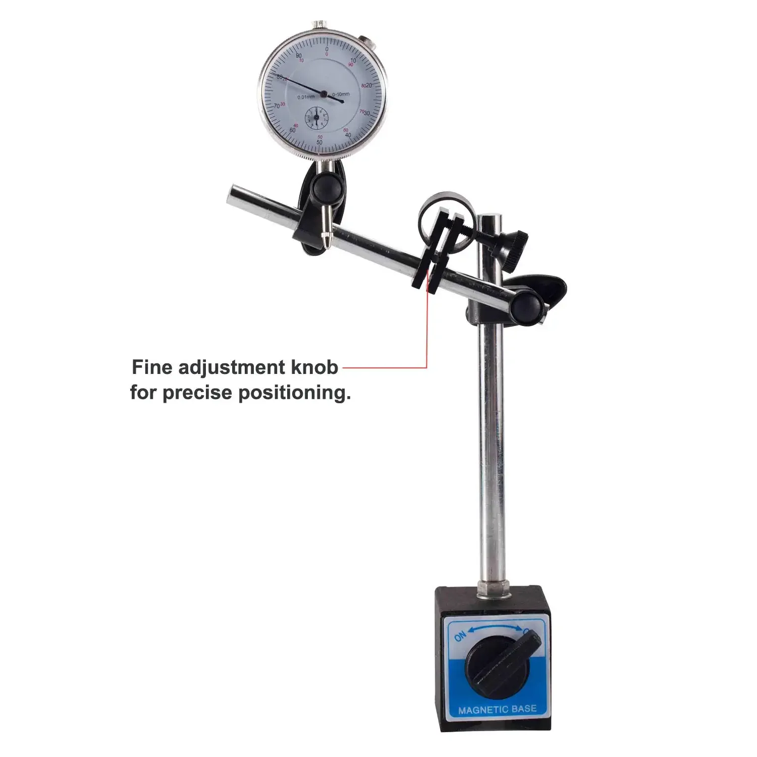 Dial Indicator with Magnetic Base 0-10mm Tester Gage, Dial Test Indicator 0.01mm Precision, Magnetic Dial Indicator Base Holder