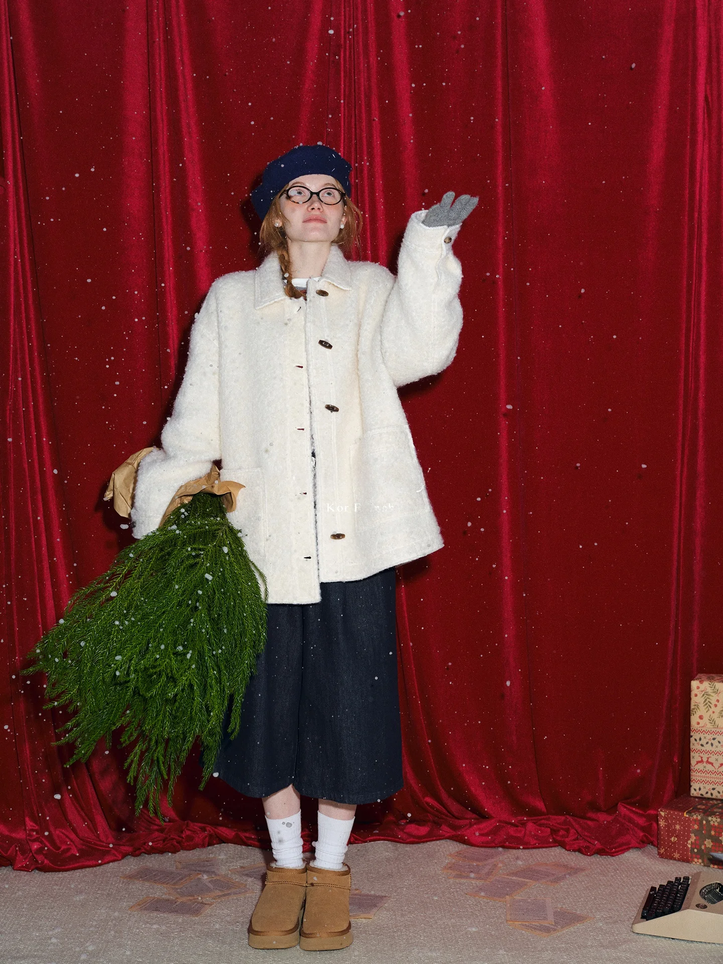 

Rina Berry Woolen ort Coat Loose Fit Ladies Casual Sle Button up Warm Outerwear Alice Sweet Dr Series Pure Color