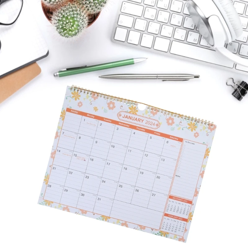 Monthly Wall Calendar Planner from Jul. 2023-Dec. 2024 for Planning Organizing Whole Month & Year Twin-Wire Binding K1KF