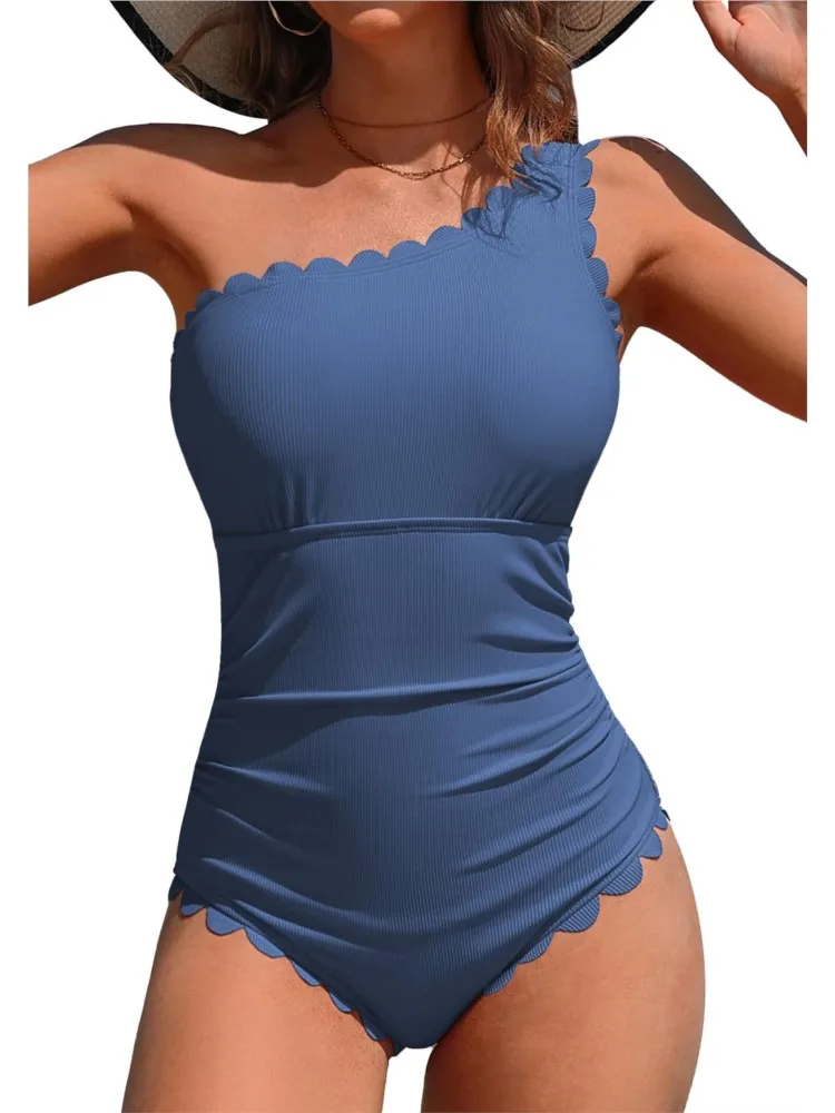 Nuevo traje de baño Sexy de cintura alta para mujer, traje de baño de un hombro, conjunto de Bikini, traje de baño para mujer, traje de baño para playa para mujer