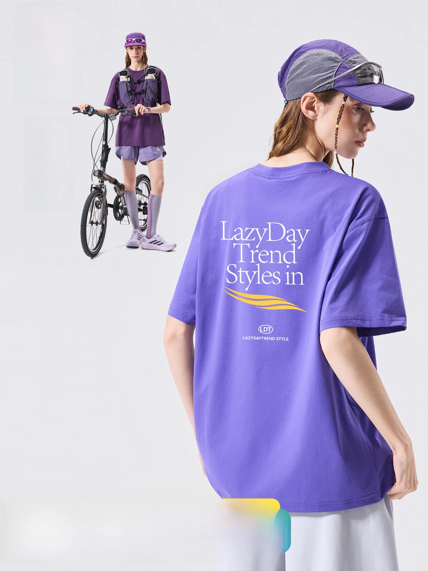 LAZY DAY Outdoor Lightweight Quick Dry Printed Short Sleeve T-Shirt Women's Summer Hiking Breathable Sports Top Polyester Fiber
