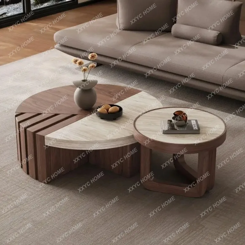 XXRound coffee table living room household small apartment designer antique walnut minimalist light luxury combination