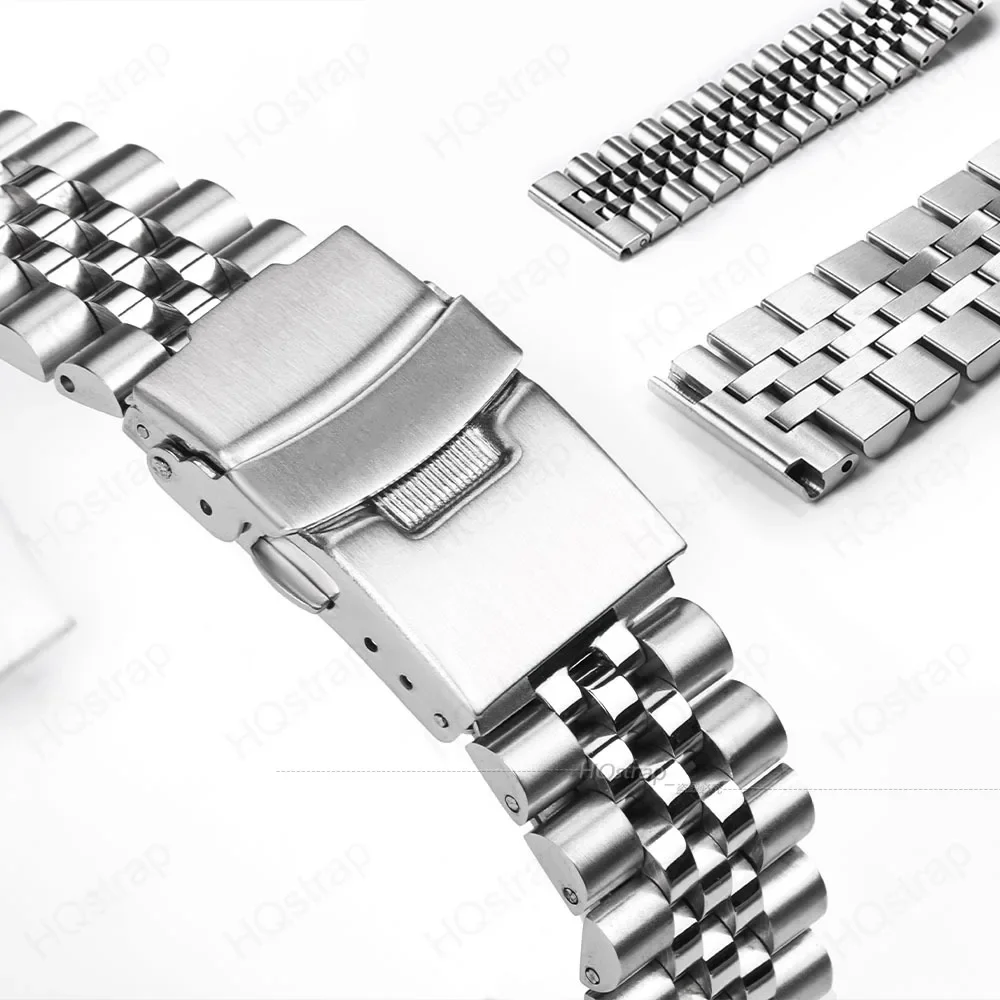 Luxury Solid Buckle Stainless Steel Strap for Jubilee 20mm 22mm 18/19/21/23/24mm for Samsung Watch 3 for Huawei Watch Band Metal