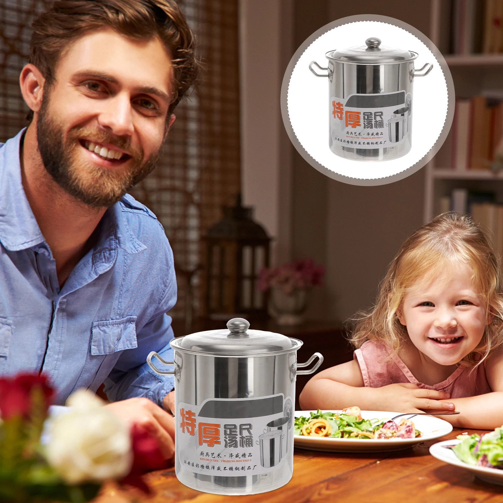 

Stainless Steel Thick Stockpot Large Capacity 22Cm Soup Pot Multipurpose Cooking Pot Lid Boiling Crabs Crawfish Home Brewery