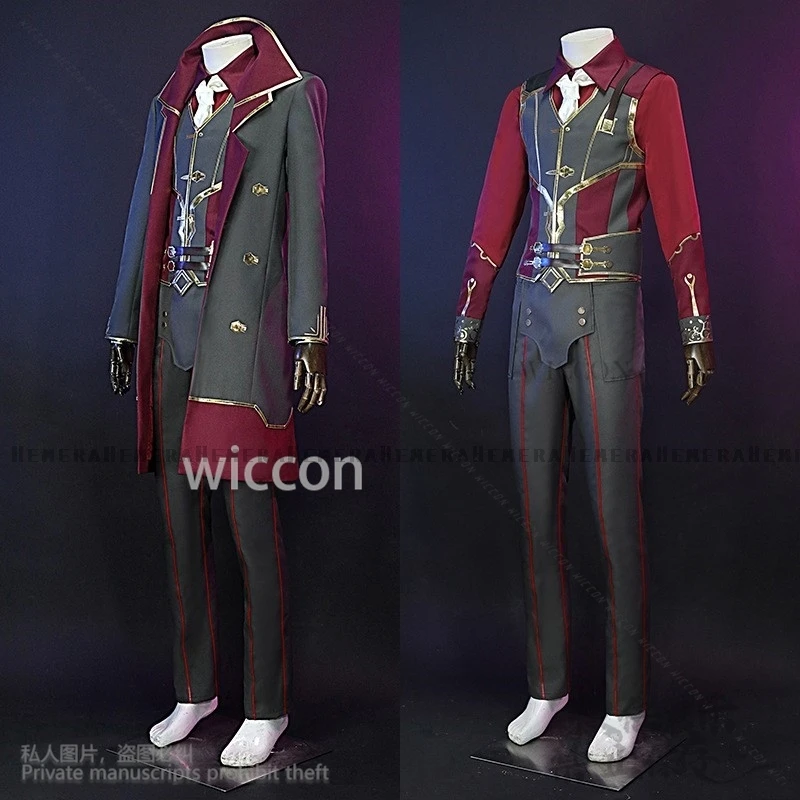 Anime Game LOL Arcane Cosplay Silco Costume Wig Military Uniform Trench Coat Boot For Man Halloween Christmas Party Customized