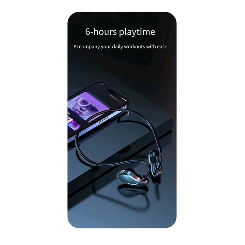 Беспроводная Bluetooth-гарнитура с микрофоном Воздушная проводимость Спортивная подвесная гарнитура для улицы с шумоподавлением Фиолетовая