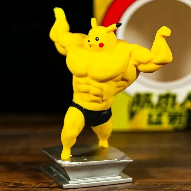 Pikachu Anime Action Figure Muscle Man Charmander Squirtle Psyduck PVC Model Toys Originality Decorative Ornaments Collect Gifts