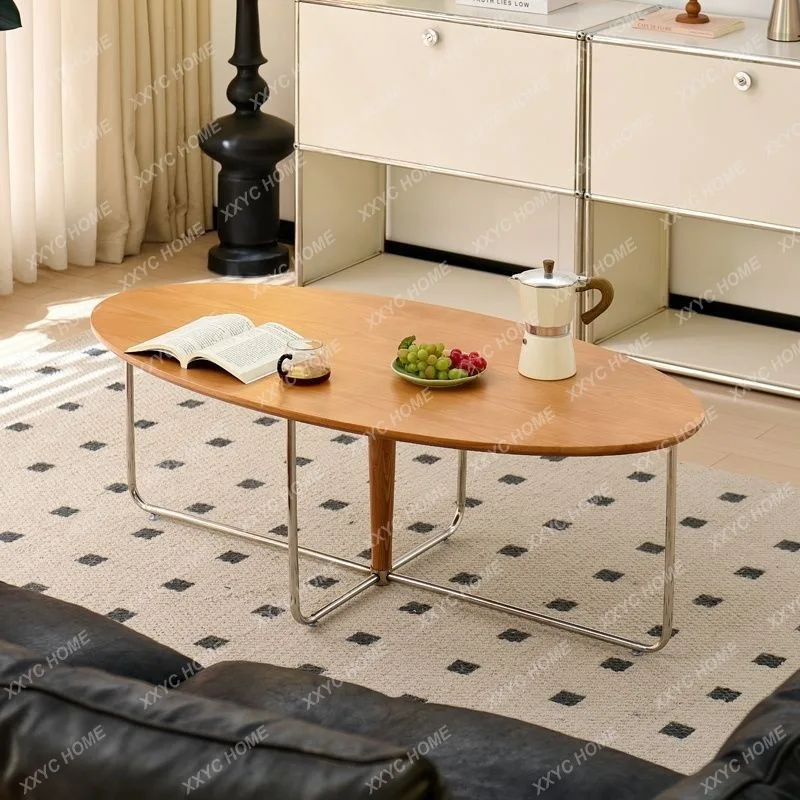 

Стол для гостиной в средневековом стиле, маленький, овальный, ретро, минималистичный, для дома, из нержавеющей стали, кофейный/чайный столик