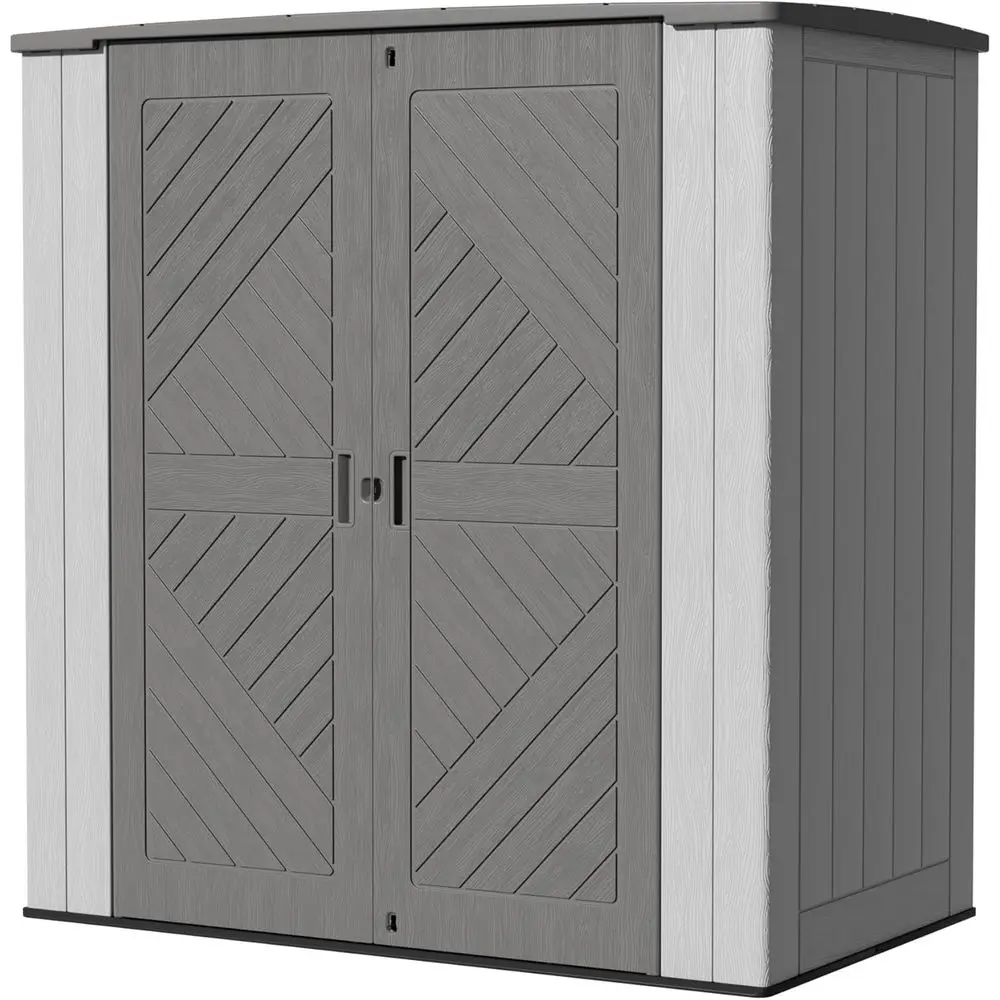 Weatherproof HDPE Outdoor Storage Shed - Lockable, with Windows, for Garden, Tools, Bikes, and Lawn Mower (Gray)