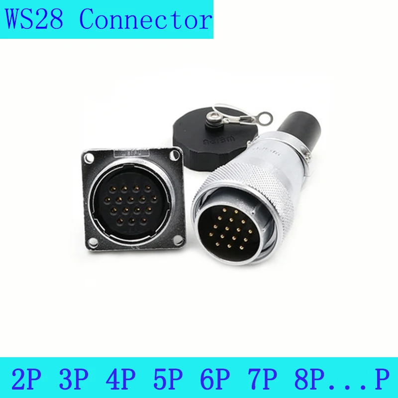 WS28 2 3 4 7 Pin Power Connector 10 12 16 17 20 24 26 Pins Signal Connector M28 Waterproof Connectors for Outdoor Electrical Car