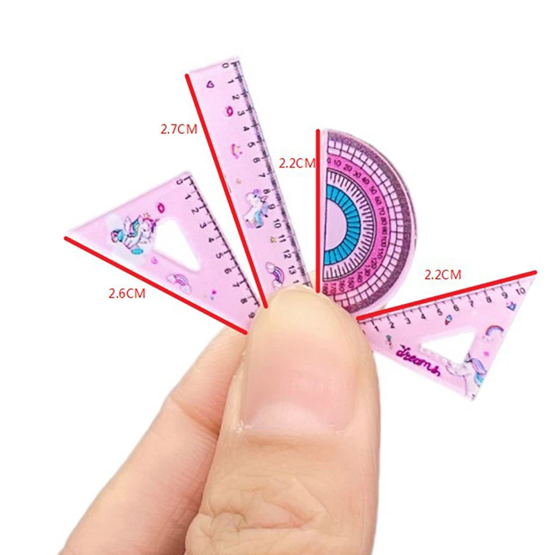 4pcs/set 1:12 Miniature Mini Rulers Model Set Simulation Doll Learning Ruler Dolls Pretend Play Dollhouse Toys Learning Props