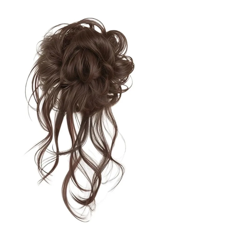 Fashion Synthetic Hair Bun Claw Clip Curly Hair Fluffy Wig Hair Rope Natural Black Brown Hairpiece Women