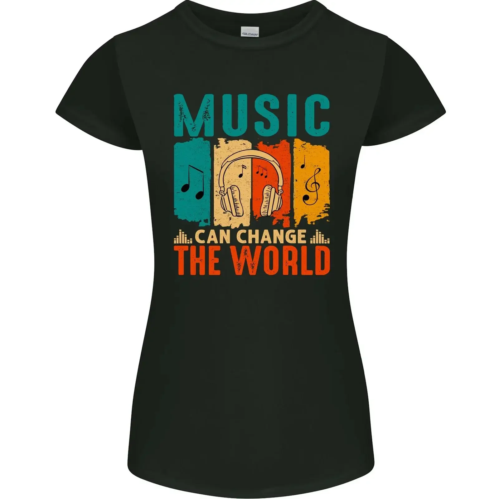 Music Can Change the World Damen T Shirt Petite Cut vintage Washed Versatile Stretched streetwear designer clothes Unisex Soft
