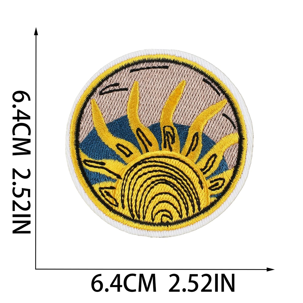 1pcs Patch Sunshine Stickers Iron On Patches for Clothing Sewing Embroidery Fusible Applique Badge Decoration Stripes