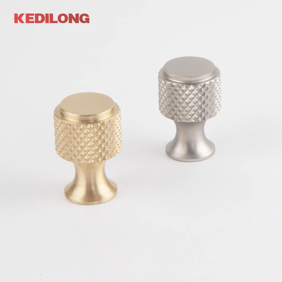 

KEDLO New Solid Brass Diamond-cut Cross Knurl Pattern Nickel Drawing Brushed Nickel Matt Silver Cabinet Gold Knobs