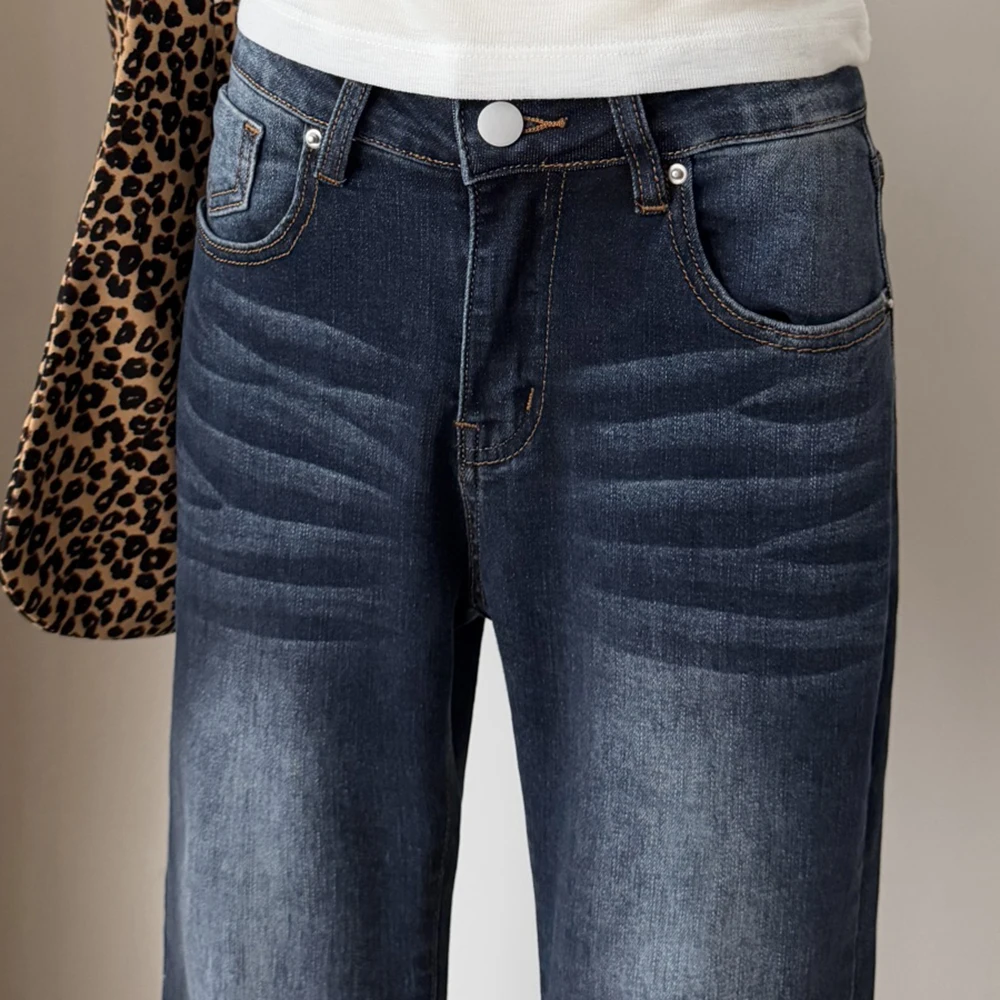 

Джинсы-клеш в стиле ретро для женщин, женские американские винтажные длинные джинсовые брюки с высокой талией, универсальные брюки для поездок на работу