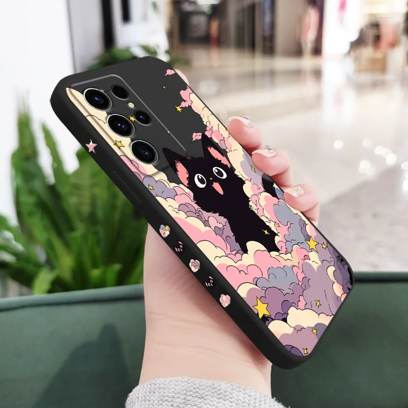 Cloud Colorful Cat Phone Case For Samsung Galaxy S24 S23 S22 S21 S20 S10 S10E Ultra Plus FE Note 20 Ultra 10 Plus Cover