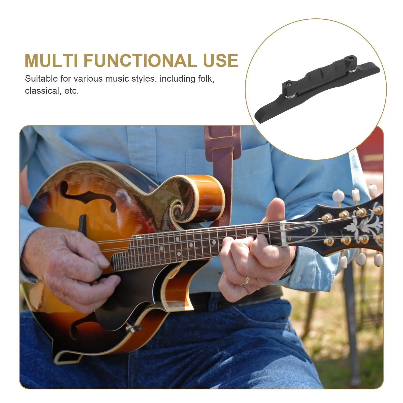 

Ebony Bridge Wooden Mandolin Replacement Saddle for Supplies Saddles Accessories Guitar