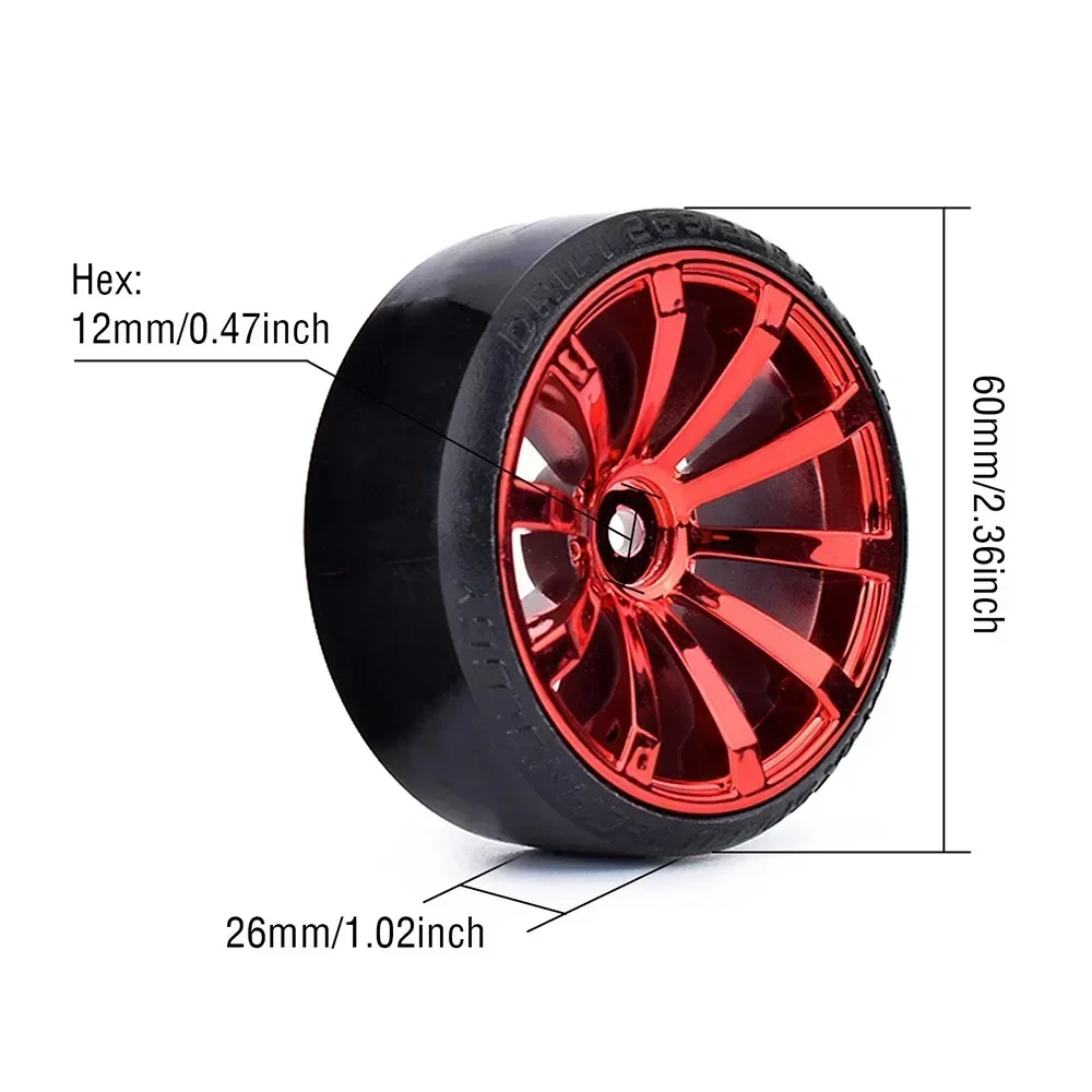 4PCS 60mm Tire Wheel Set Hard Plastic Hub Rim Tyre for 1/10 RC Drift Car Kyosho MST Yokomo 3Racing Tamiya DS5 Wltoys USUKANI