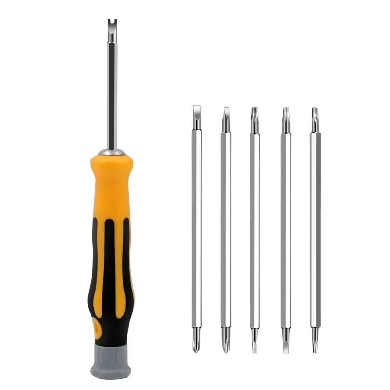 7 pçs/set chave de fenda bits à prova de violação segurança conjunto de bits magnéticos torx chave de fenda cabeça plana multi-função chave de fenda ferramenta de mão