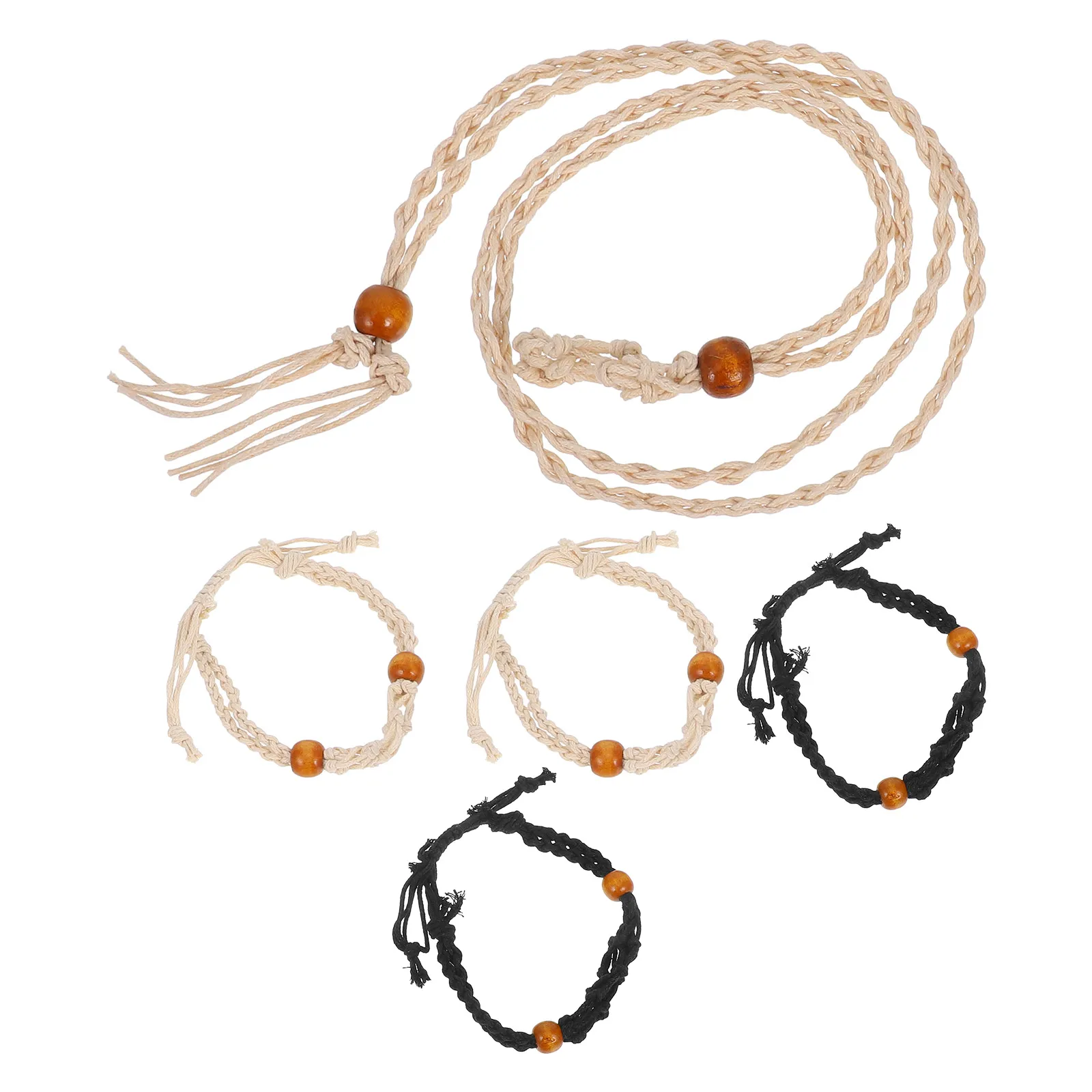 

5 Pcs Braided Net Bag Necklace Bracelet Adjustable Length Wood Stone Cage Pendant Holder Cord Crystal Jewelry Accessory