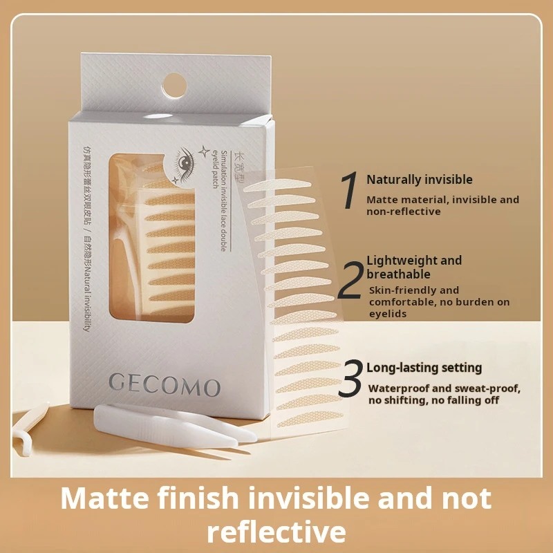 GECOMO parche doble para párpados, Invisible, Natural, sin rastro, duradero, herramientas de maquillaje, cinta doble para párpados